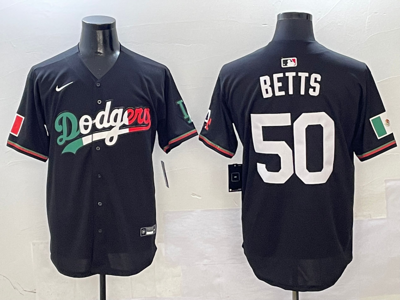 Men's Los Angeles Dodgers Mookie Betts #50 Black Jersey